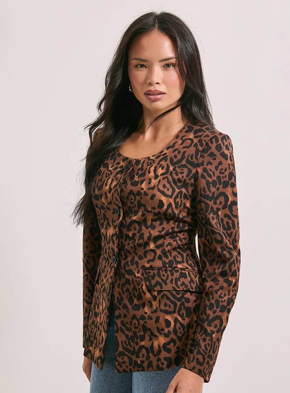 DOROTHY PERKINS Structured Leopard Pocket Detail Blazer Multi 8
